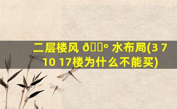 二层楼风 🌺 水布局(3 7 10 17楼为什么不能买)